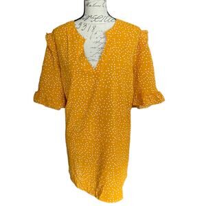 Bloomchic Plus Size Yellow & White Polka Dot V Neck Shirts 22/24